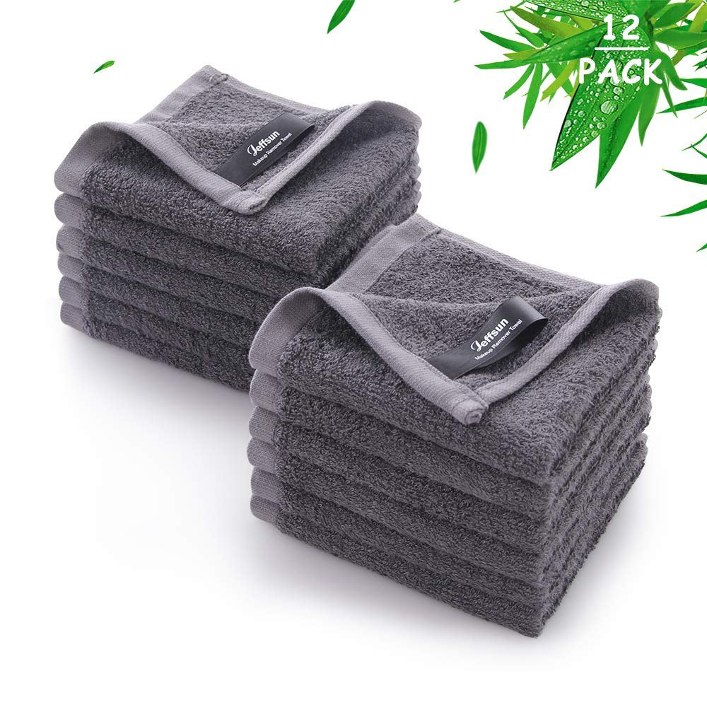 Wash Cloths 12 Pack, Super Soft and Skin Friendly Face Towel for Sensitive Skin, Reusable Makeup Remover Cloths, 10X10 Inch Small Face Washcloths, Easy to Rinse Dark Grey Face Cloths Pack