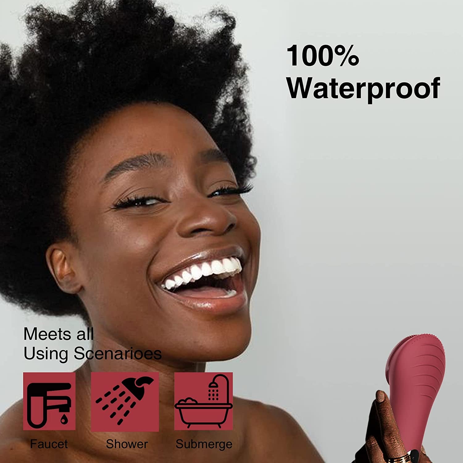 Face Scrubber,  CLIE Facial Cleansing Brush, Waterproof and Rechargeable Face Scrub Brush for Men & Women, Cleansing, Exfoliating and Massaging, Electric Face Wash Brush - Berry