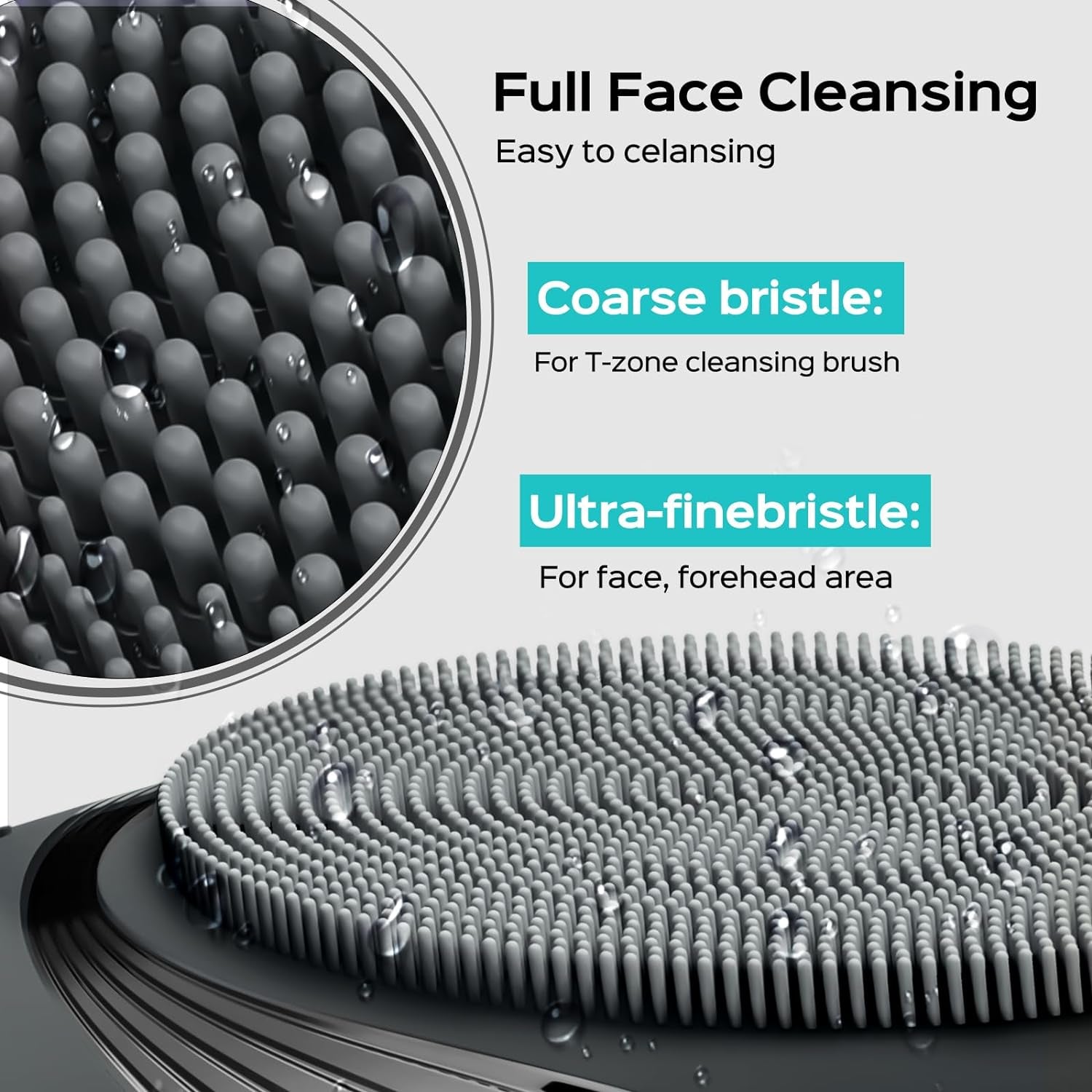 Facial Cleansing Brush Face Scrubber : Portable Silicone Waterproof Rechargeable Face Wash Brush, 5 Cleansing Modes, Electric Deep Cleaning for Men & Women, Removing Blackhead, Exfoliating